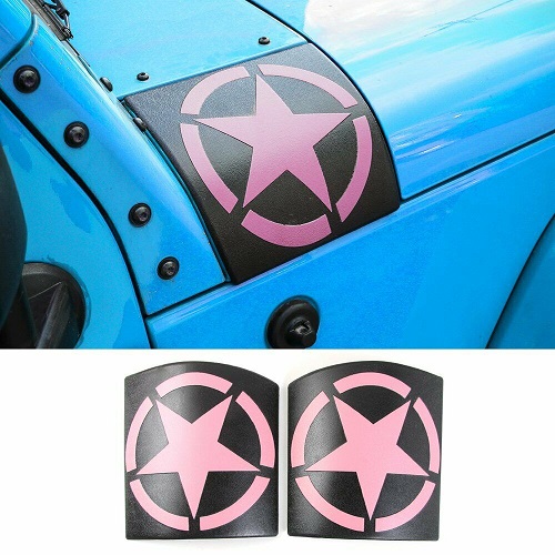 Black-Pink ABS Star Cowl Body Armor 07-18 Jeep Wrangler JK